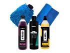 Kit Limpeza Carro V-Floc V-Mol Toalha Microfibra Luva Pretinho Pneu 500mL